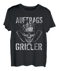 Herren Auftragsgriller Grillen Totenkopf Papa Grill Lustig T-Shirt