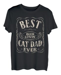 Herren Best Beer Lovin Cat Dad Ever Funny Birthday Fathers Day Gift T-Shirt