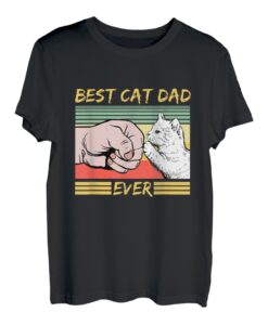 Herren Best Cat Dad Ever Katzen Vater Pfoten Hand Faust Geschenk T-Shirt