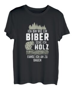 Herren Biber Holz Schreiner Bauherr Tischler Holzwurm Zimmermann T-Shirt