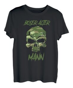 Herren Böser alter Mann Totenkopf Camouflage Tarnmuster T-Shirt