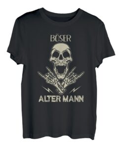 Herren Böser Alter Mann Totenkopf Skull Papa Opa Rocker T-Shirt