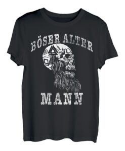 Herren Böser Alter Mann Vater Opa Nordmann Totenkopf Skull Wikinger T-Shirt