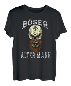 Herren Böser Alter Mann Vater Opa Nordmann Totenkopf Skull Wikinger T-Shirt
