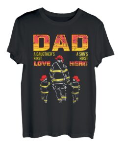 Herren Cooler Feuerwehr Papa Mit Tochter Sohn Berufsfeuerwehr Vater T-Shirt