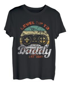 Herren Daddy Papa 2021 Vater Vatertag Level Up Gamer Vintage T-Shirt