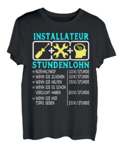 Herren Installateur Geschenk Elektroinstallateur Shirt Stundenlohn T-Shirt