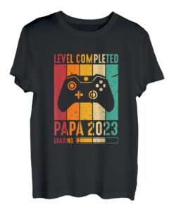 Herren Level abgeschlossen Papa 2023 Schwangerschafts-Videospieler wird geladen T-Shirt
