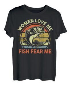Herren Lustiges Angelhemd für Damen von Want Me Fish Fear Me Fisherman Dad T-Shirt