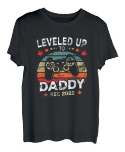 Herren Lustiges Ich Werde Papa Herren Leveled Up To Daddy 2022 T-Shirt
