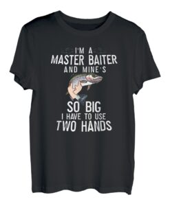 Herren Master Baiter So Big Two Hands Funny Fishing Herren Steelhead T-Shirt