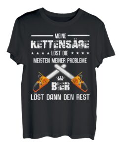 Herren Motorsäge Kettensäge Holz Benzin Bier Wald Baum T-Shirt