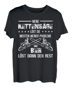 Herren Motorsäge Kettensäge Holz Benzin Bier Wald Baum T-Shirt