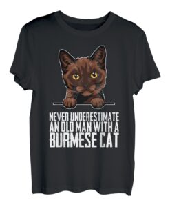 Herren Never underestimate an old man with a burmese cat T-Shirt