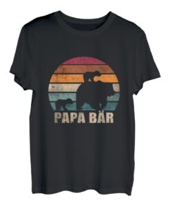 Herren Papa Bär mit Zwillingen Vatertag Retro Vater von Zwillingen T-Shirt