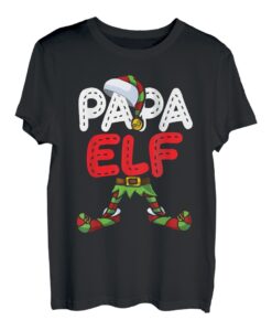 Herren Papa Elf Kostüm Familien Outfit Weihnachten Papa Pyjama Xmas T-Shirt