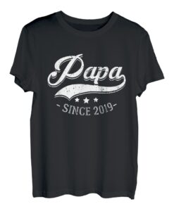 Herren Papa Since 2019 Shirt Geburtsjahr Vater Schwanger Geschenk