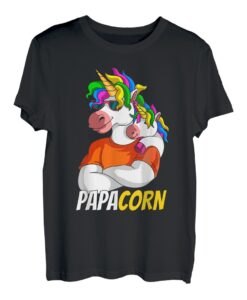 Herren Papacorn Einhorn Vater Sohn Tochter T-Shirt
