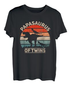 Herren Papasaurus of Twins Vater von Zwillingen Papa Zwillingspapa T-Shirt