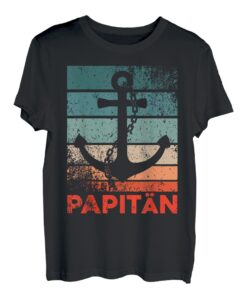 Herren Papitän | Papa und Kapitän Lustiges Retro Anker Vatertag T-Shirt