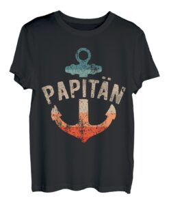 Herren Papitän | Papa und Kapitän Lustiges Retro Anker Vatertag T-Shirt