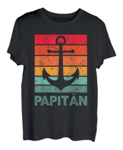 Herren Papitän | Papa und Kapitän Lustiges Retro Anker Vatertag T-Shirt