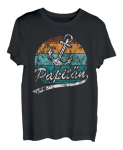Herren Papitän Papa und Kapitän Lustiges Vater Anker Retro Vintage T-Shirt