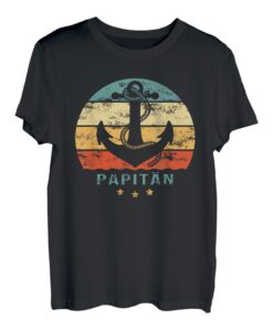 Herren PAPITÄN - Papa und Kapitän Segeln Retro Design Anker T-Shirt
