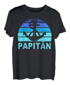 Herren Papitän Vater Papa Kapitän Lustiger Retro Anker Vatertag T-Shirt