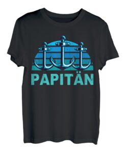 Herren Papitän Vater Papa Kapitän Lustiger Retro Anker Vatertag T-Shirt