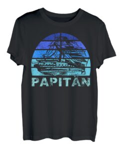 Herren Papitän Vater Papa Kapitän Lustiger Retro Segelboot Vatertag T-Shirt