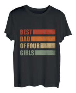 Herren Retro bester Papa von 4 Töchtern Vater von vier Mädchen T-Shirt