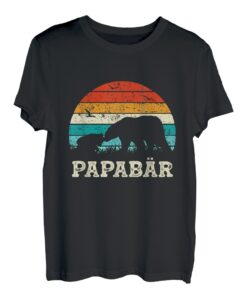 Herren Retro Vater Baby Sohn Tochter Bär Papa Vatertag T-Shirt