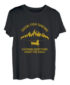 Herren Soziale Distanzierung draußen im See Lustiges Angeln T-Shirt