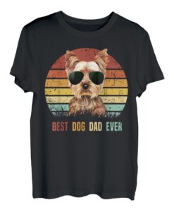 Herren T-Shirt mit Aufschrift "Best Dog Dad Ever", Yorkshire Terrier, Vatertagsgeschenk T-Shirt