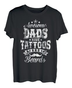 Herren Tattoo Papa Shirt Awesome Dads Have Tattoos & Beards T-Shirt