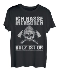 Herren Totenkopf Holz Lustiger Spruch T-Shirt