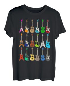 Herren Types Of Electric Guitar Collection Guitarist Music Band T-Shirt