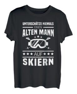 Herren Unterschätze niemals einen alten Mann auf Skiern - Skifahrer T-Shirt