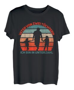 Herren Vater von 2 Töchtern Papa von zwei Mädchen Unterzahl T-Shirt