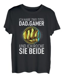 Herren Vatertag Tshirt Vater Papa Ich habe zwei Titel Dad und Gamer T-Shirt