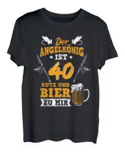 Herren Vierzig Geburtstag 40 Angelsport Bier Fan Angelrute Hopfen T-Shirt