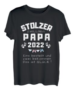 Herren Zwillingspapa 2022 Papa von Zwillingen Vatertag Spruch Vati T-Shirt