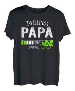 Herren Zwillingspapa Loading 2021 Werdender Papa Zwillinge T-Shirt