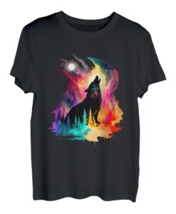 Heulender Wolf Pop Art Wölfe Wolf Liebhaber Abstrakt Wolf Tier T-Shirt