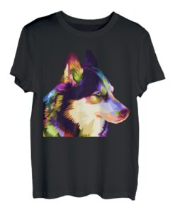 Husky buntes Pop Art Porträt für Hundebesitzer Chukcha Sibe T-Shirt
