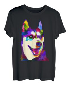 Husky buntes Pop Art Porträt für Hundebesitzer Chukcha Sibe T-Shirt