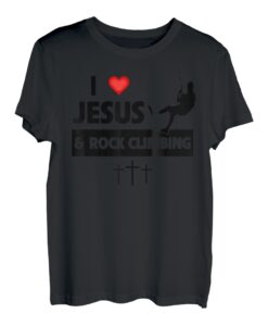 I Love Jesus and Rock Climbing Mountains Outdoor Christian T-Shirt