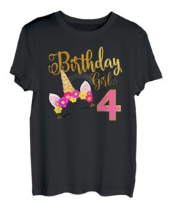 I'm 4th the Birthday Girl Einhorn 4 year old Birthday T-Shirt
