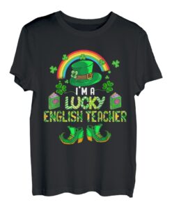 Ich bin ein glücklicher Englischlehrer Symbol für den St. Patrick's Day-Lehrer T-Shirt